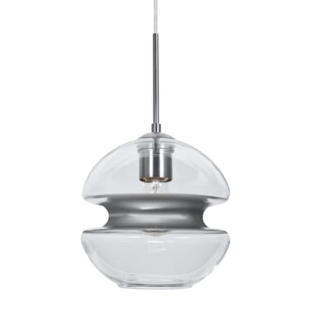 Besa Lighting Hula 8 Cord Pendant, Clear/Silver, Satin Nickel Finish, 1x60W Medium base 1JT-HULA8SL-SN